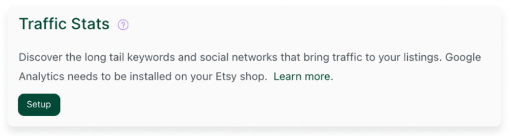 Screenshot from eRank's Traffic Stats to connect Google Analytics to eRank