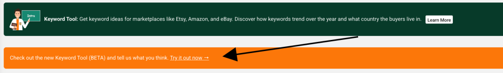 Screenshot from the Keyword Tool showing how to access the new Keyword Tool to see the book data