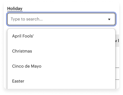 The holiday attribute section in Etsy's listing editor.
