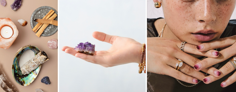 Wellness self-gifting products — crystals, candles, palo santo and handmade jewelry — top self-care categories on Etsy
