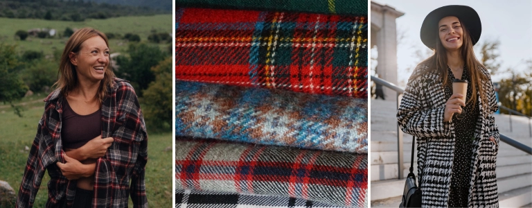 Fall 2026 plaid and checks trend for Etsy sellers, from countryside flannel to tartan fabric and houndstooth coats