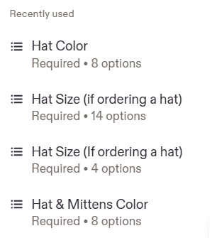 Screenshot showing personalization menu options for Etsy sellers to build their listings.